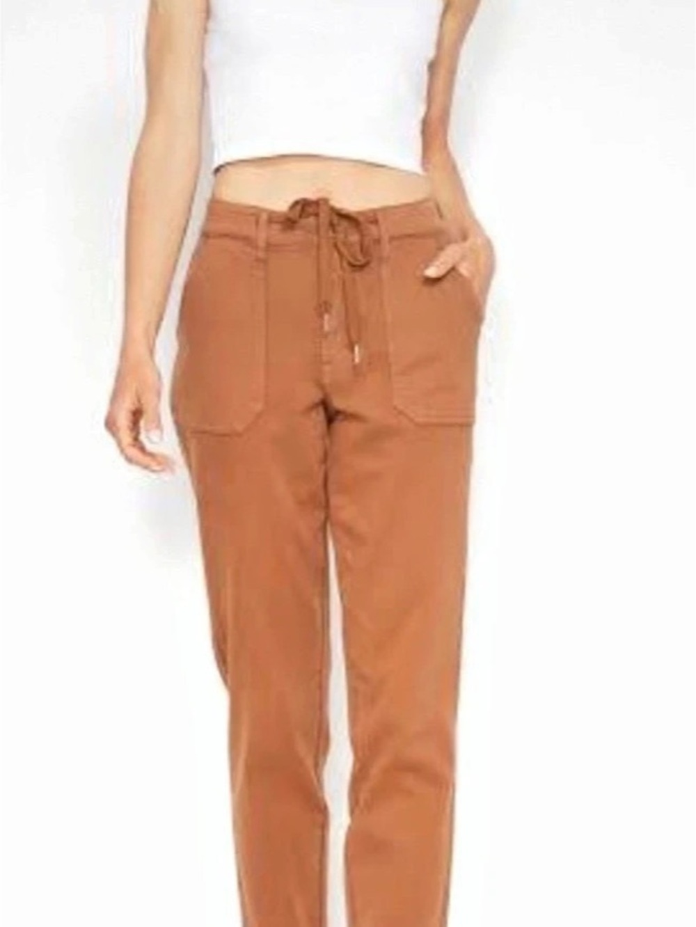 Judy Blue High Waist Garment Dyed Cuffed Jogger Jeans in the shade Camel